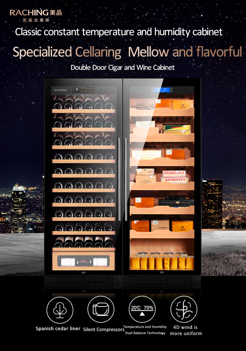 Raching CS600 Electronic Double Door Cigar Humidor Cabinet