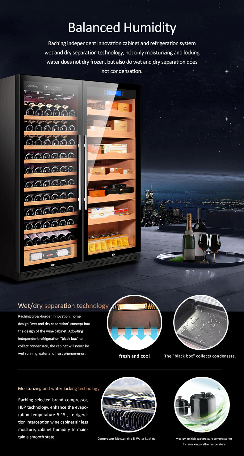 Raching CS600 Electronic Double Door Cigar Humidor Cabinet