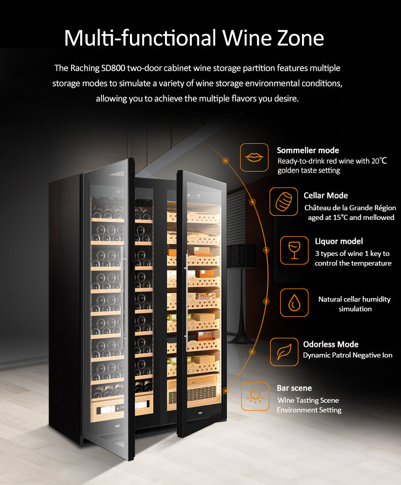 Raching CS600 Electronic Double Door Cigar Humidor Cabinet