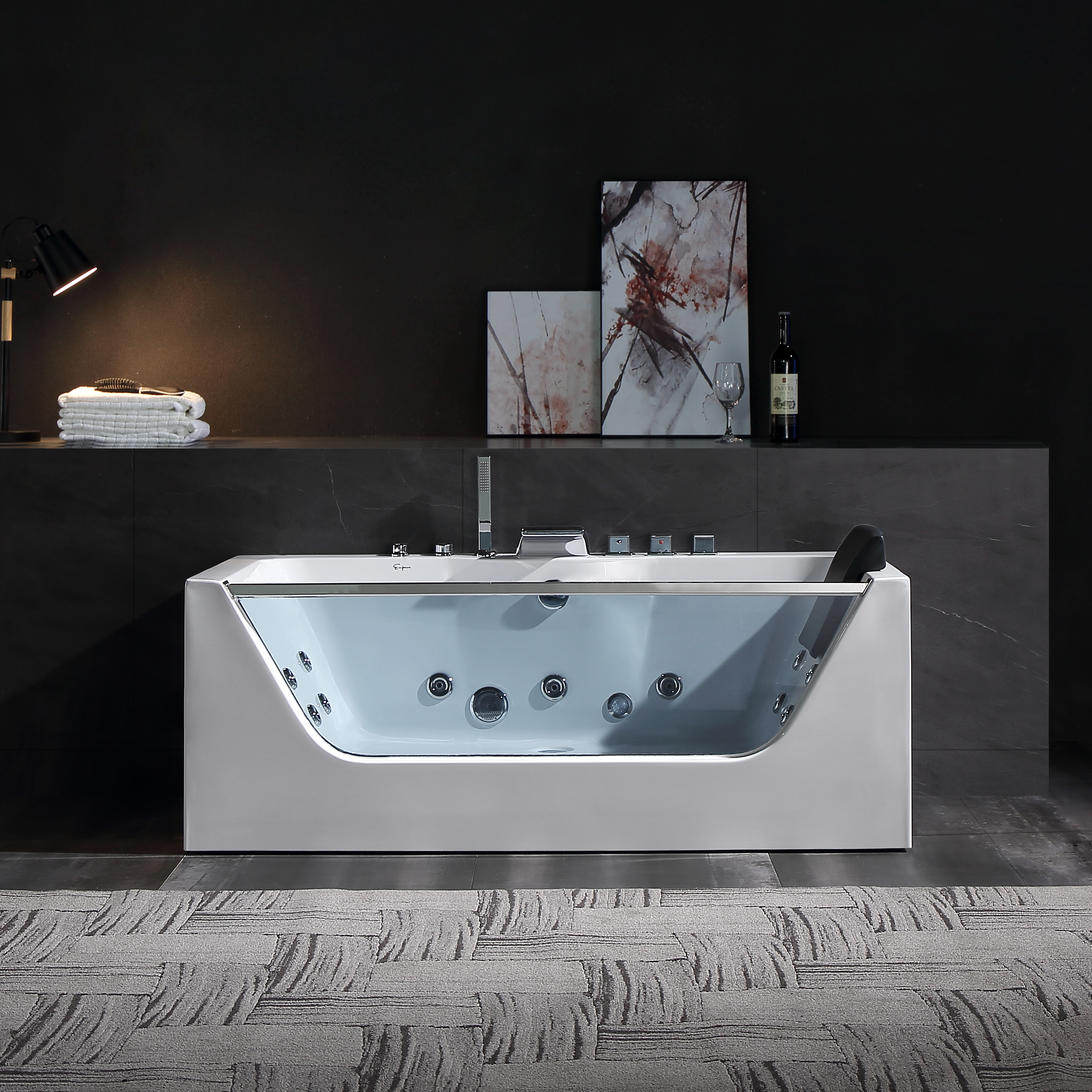 Empava-59JT408LED 59" Waterfall Faucet Whirlpool Bathtub