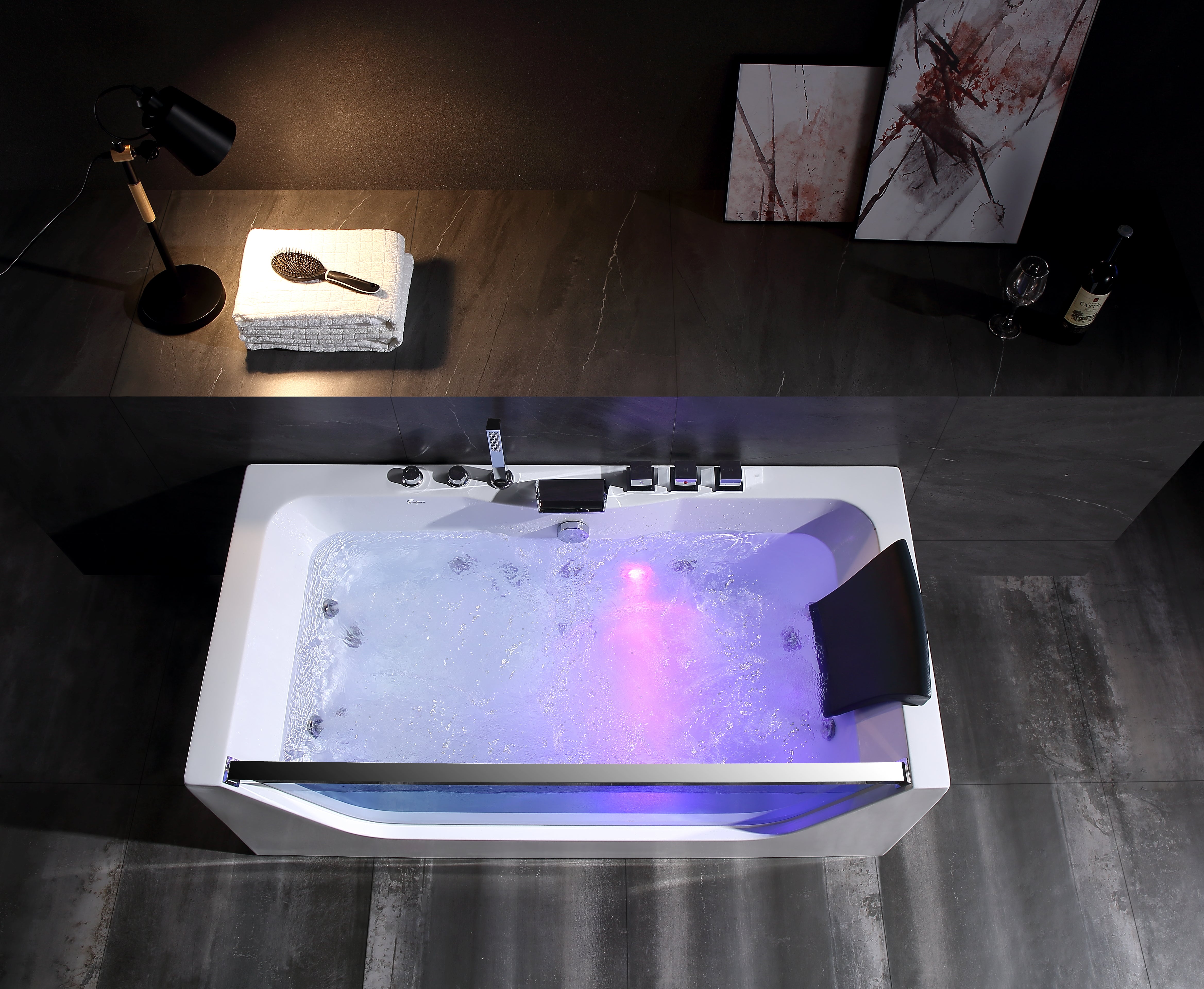 Empava-59JT408LED 59" Waterfall Faucet Whirlpool Bathtub