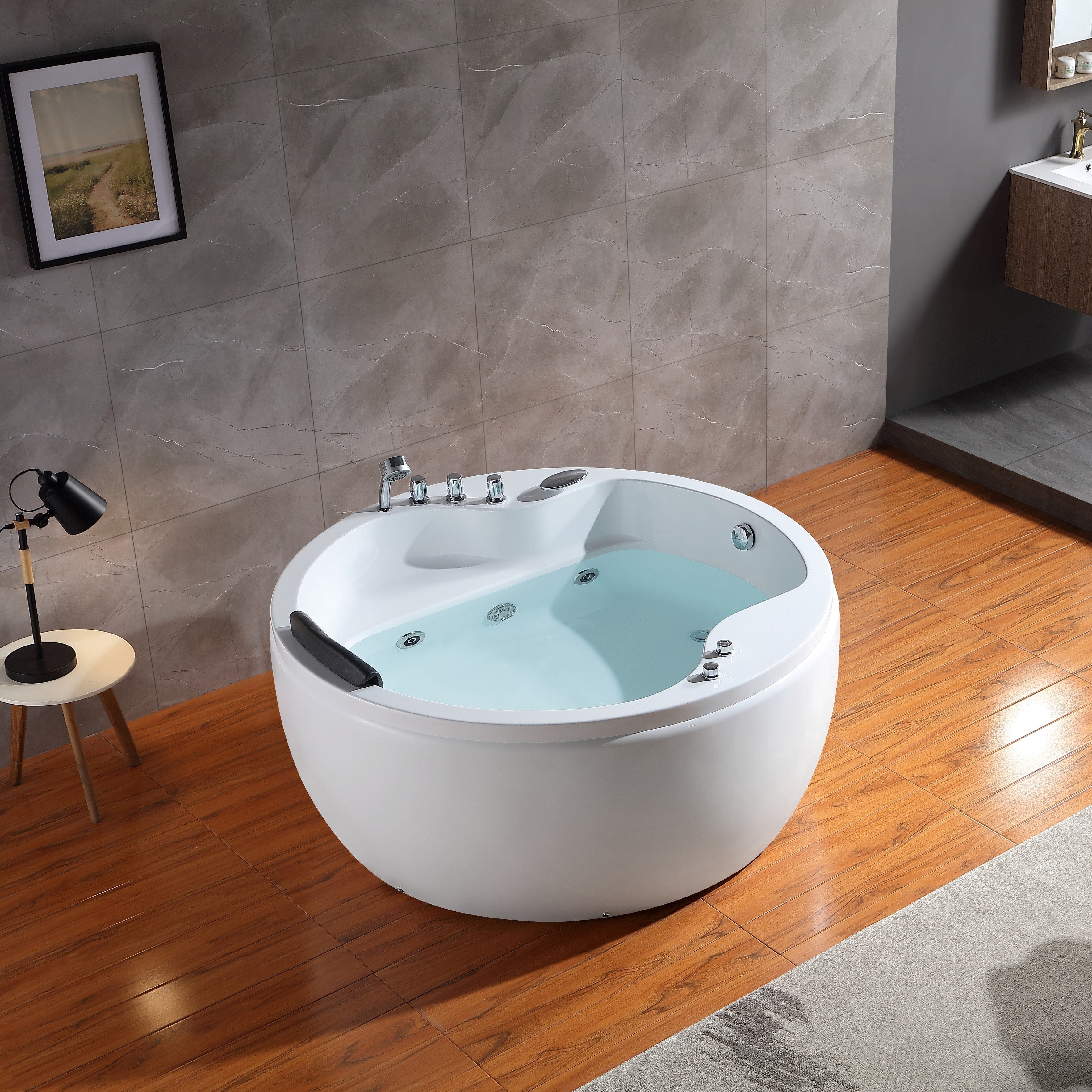 Empava-59JT005 59" Japanese-Style Whirlpool Round Tub