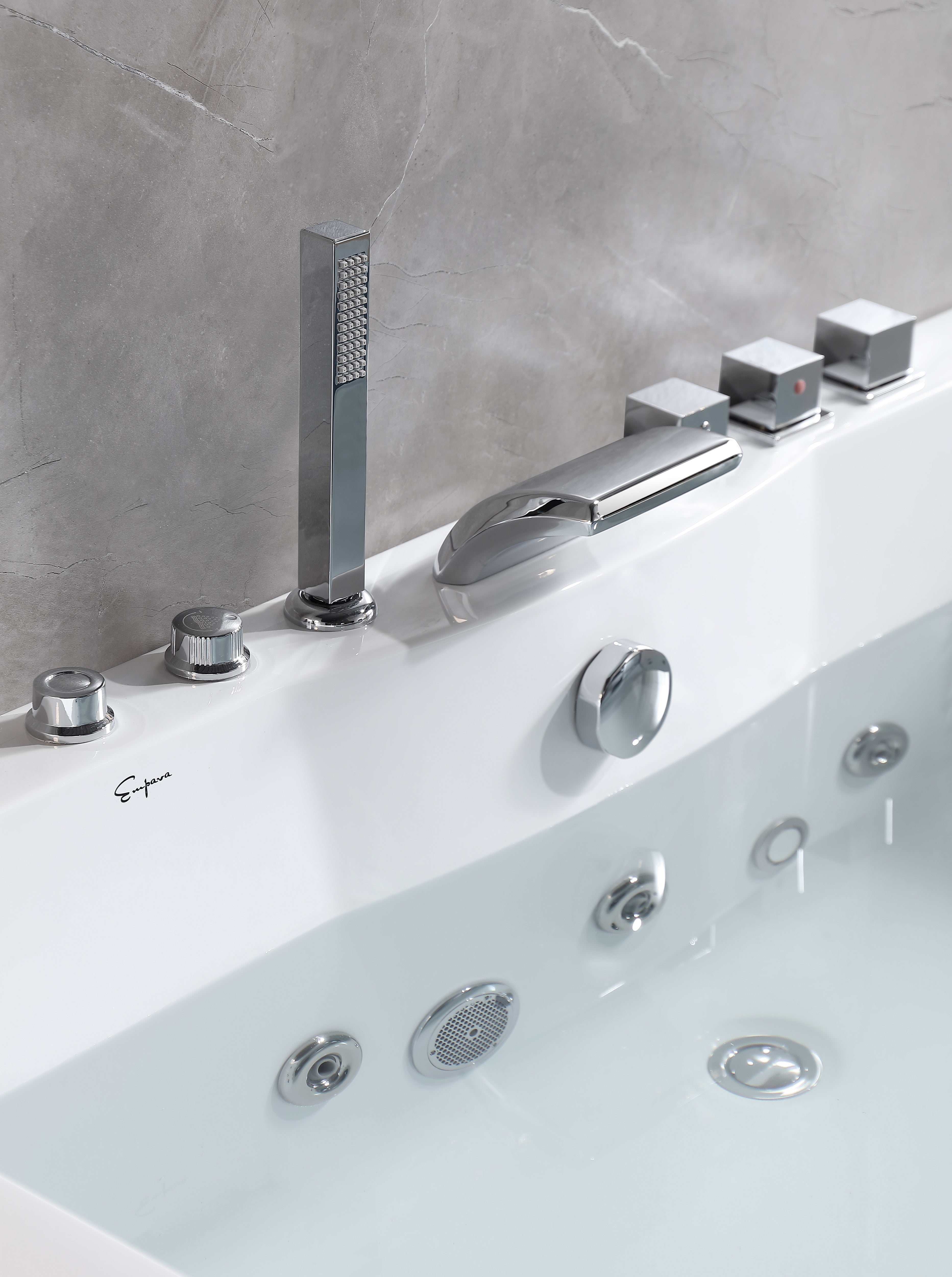 Empava-59JT408LED 59" Waterfall Faucet Whirlpool Bathtub