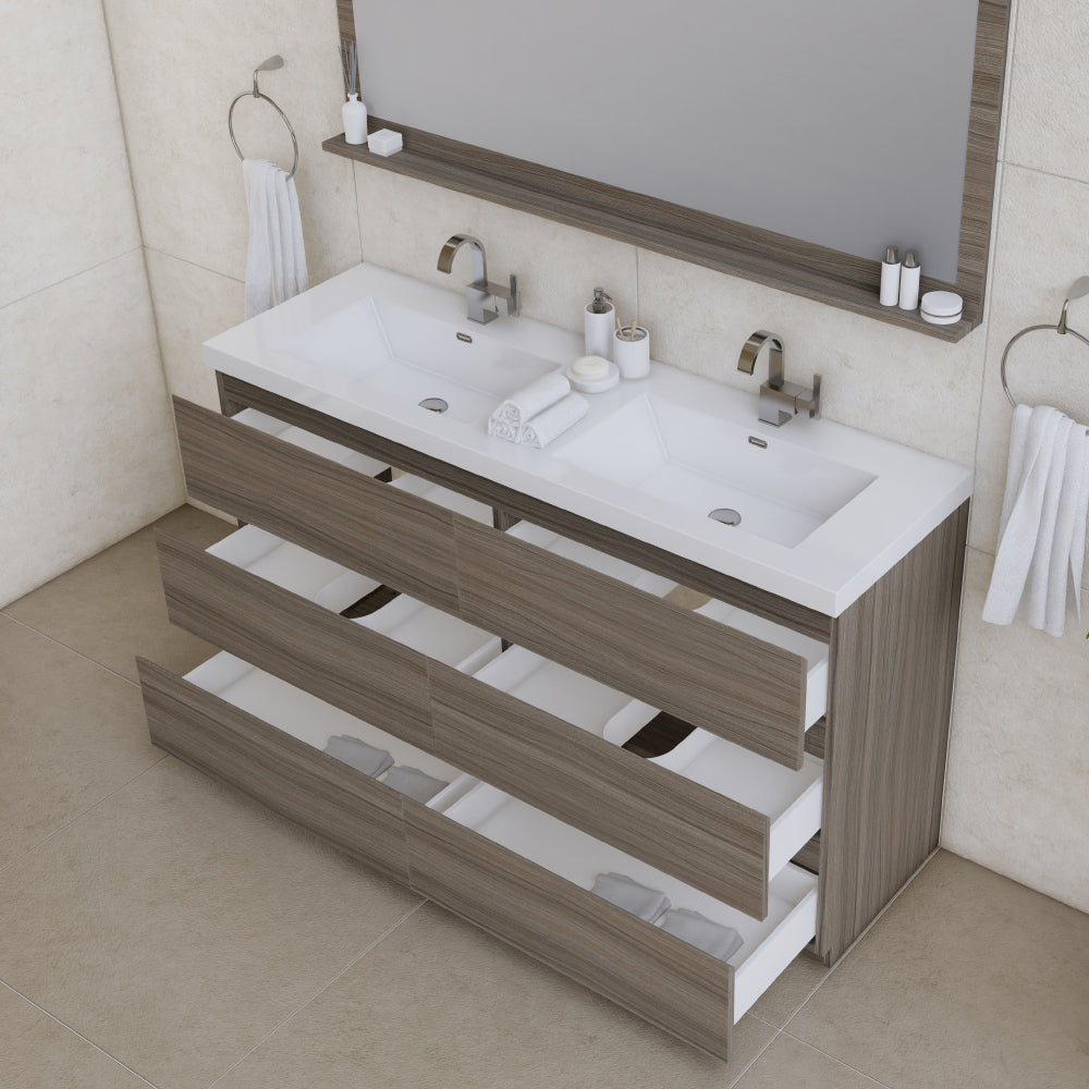 Alya Bath Paterno 60" Modern Freestanding Double Bathroom Vanity