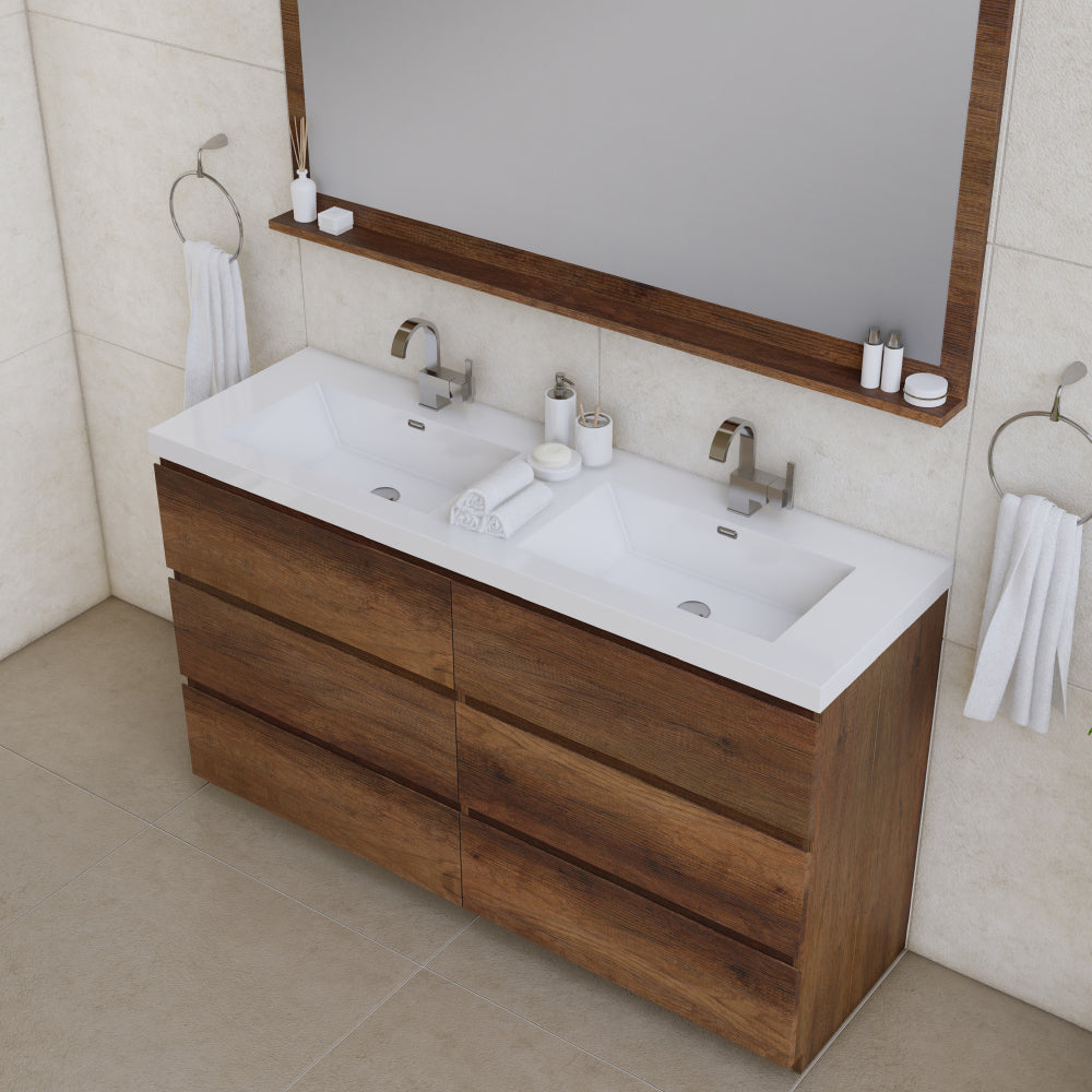 Alya Bath Paterno 60" Modern Freestanding Double Bathroom Vanity
