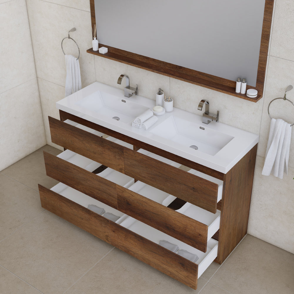 Alya Bath Paterno 60" Modern Freestanding Double Bathroom Vanity