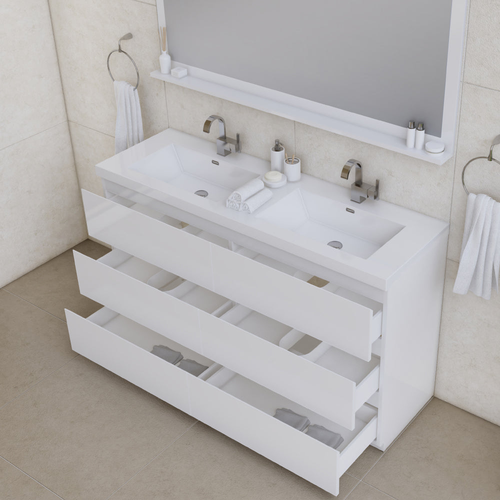 Alya Bath Paterno 60" Modern Freestanding Double Bathroom Vanity