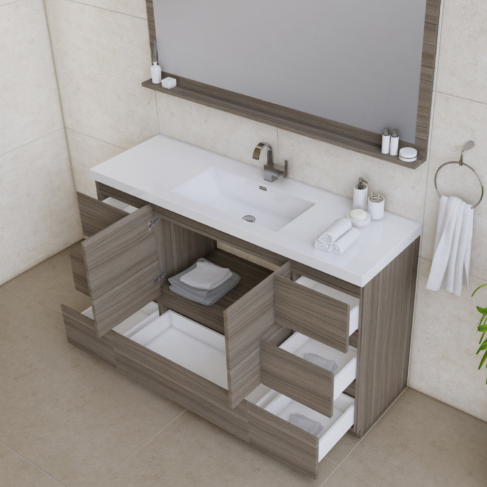 Alya Bath Paterno 60" Modern Freestanding Single Bathroom Vanity