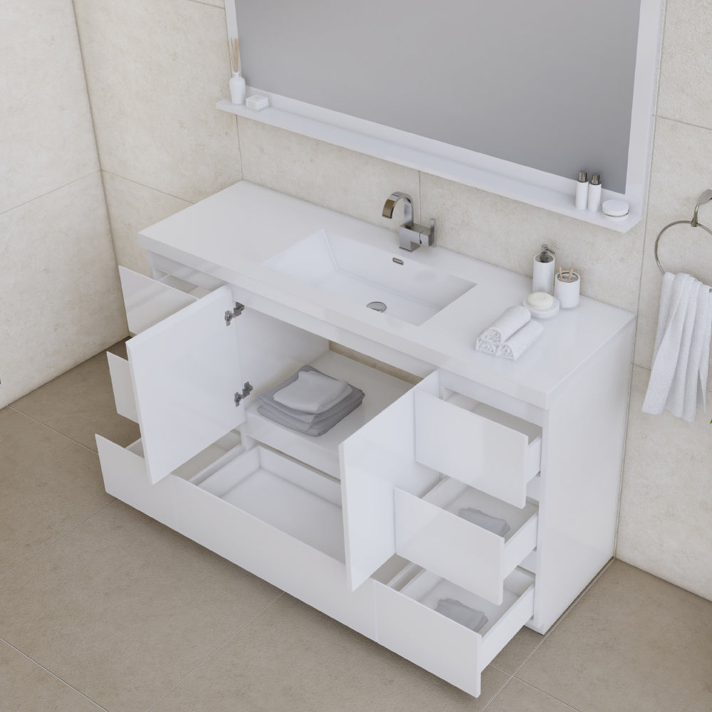 Alya Bath Paterno 60" Modern Freestanding Single Bathroom Vanity