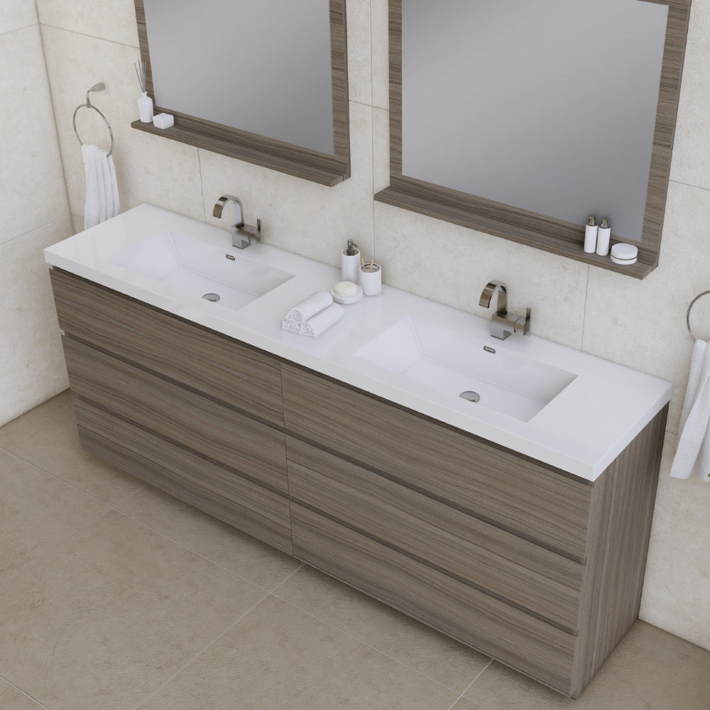 Alya Bath Paterno 84" Modern Freestanding Bathroom Vanity
