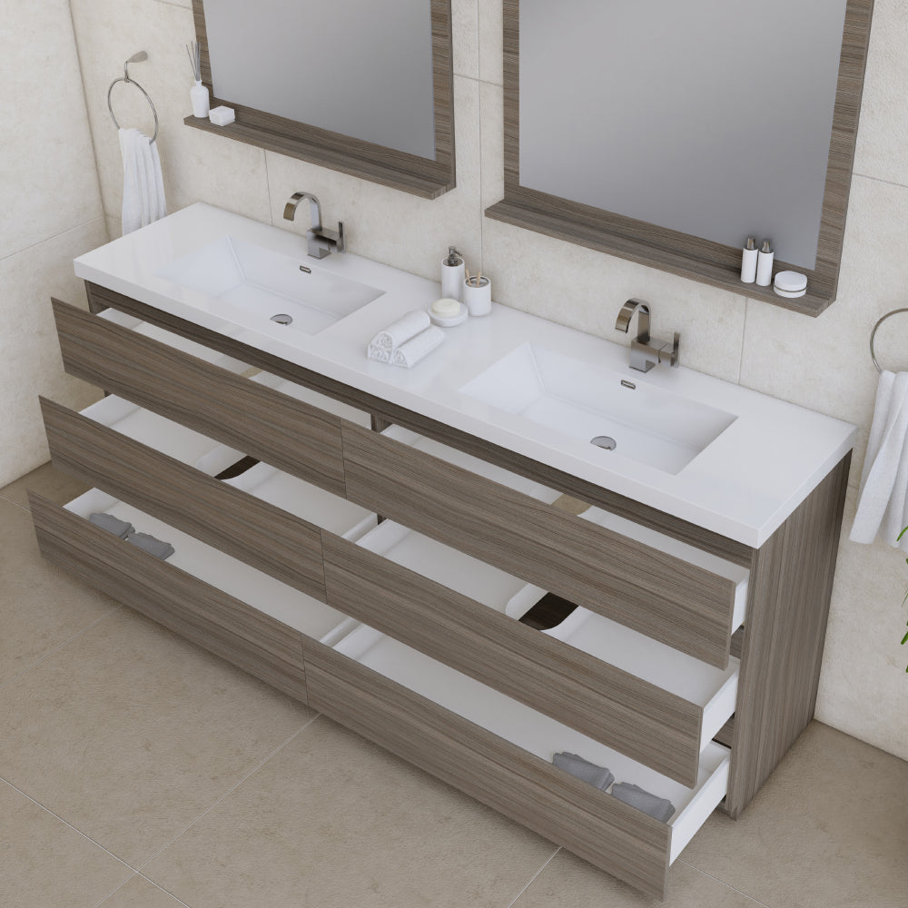 Alya Bath Paterno 84" Modern Freestanding Bathroom Vanity