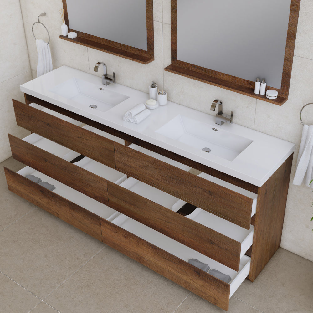 Alya Bath Paterno 84" Modern Freestanding Bathroom Vanity