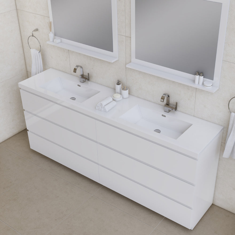 Alya Bath Paterno 84" Modern Freestanding Bathroom Vanity