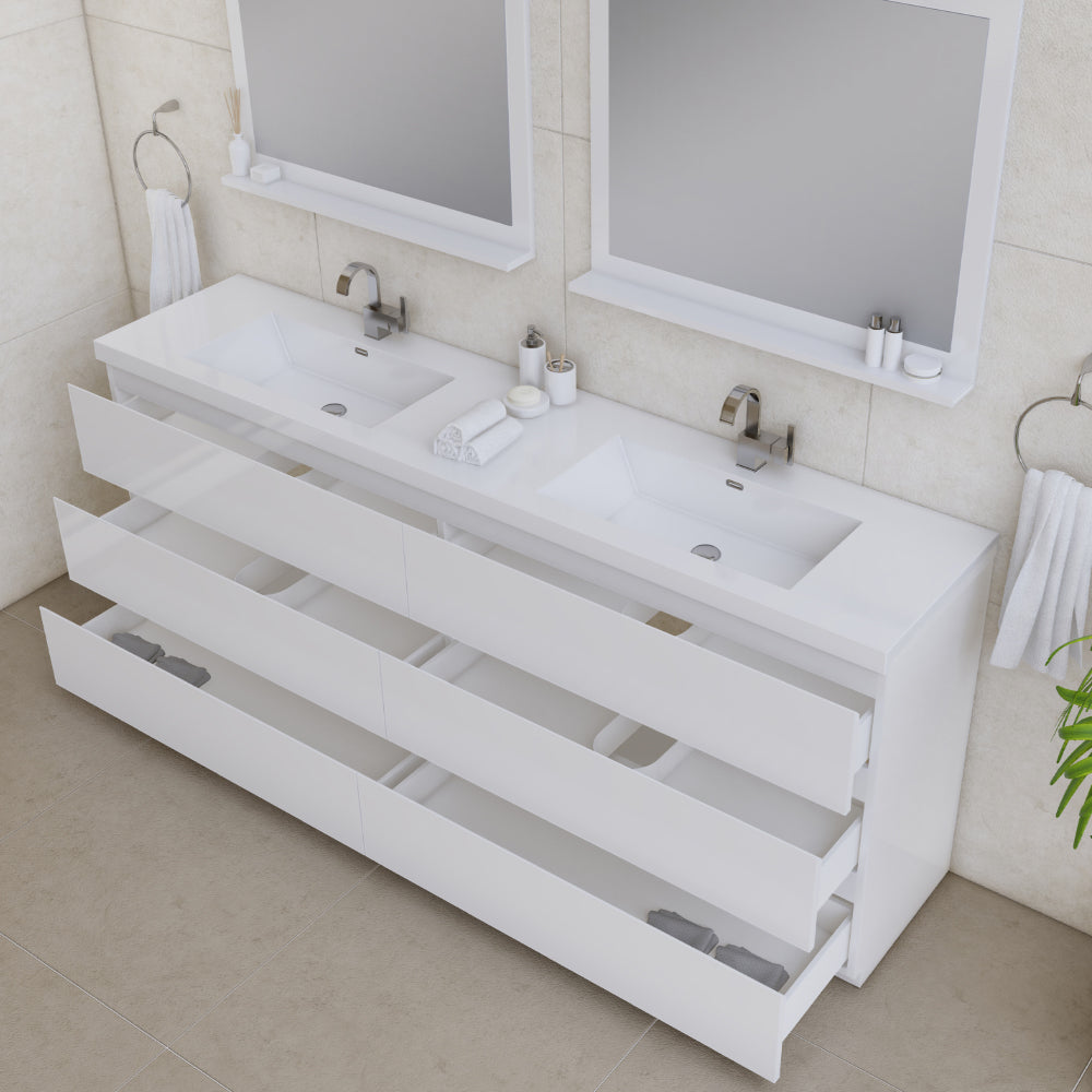 Alya Bath Paterno 84" Modern Freestanding Bathroom Vanity