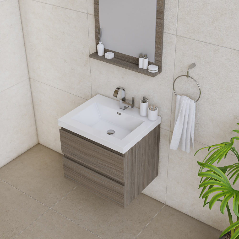 Alya Bath Paterno 24" Modern Wall Mounted Bathroom Vanity