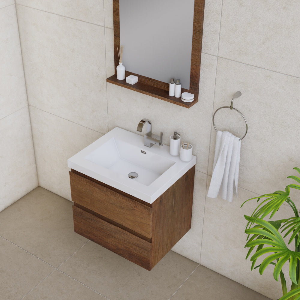 Alya Bath Paterno 24" Modern Wall Mounted Bathroom Vanity