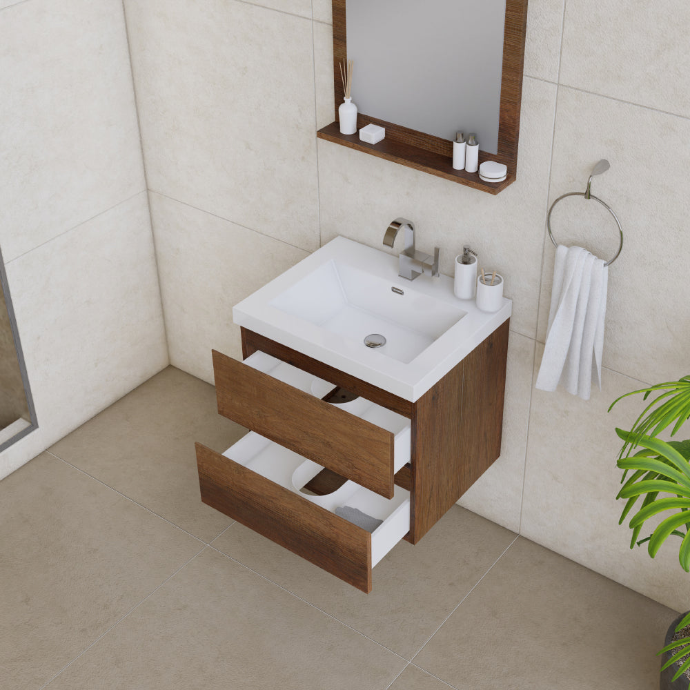 Alya Bath Paterno 24" Modern Wall Mounted Bathroom Vanity