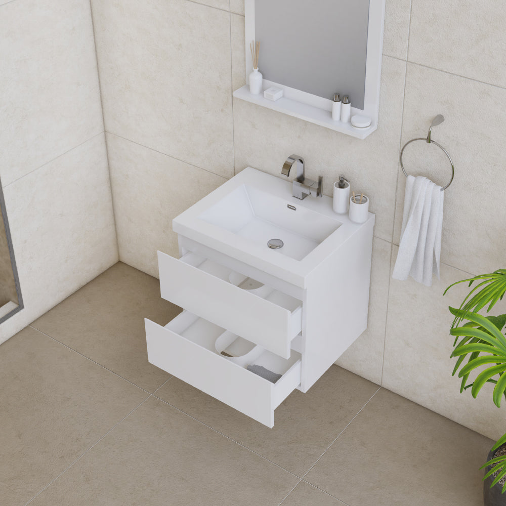 Alya Bath Paterno 24" Modern Wall Mounted Bathroom Vanity