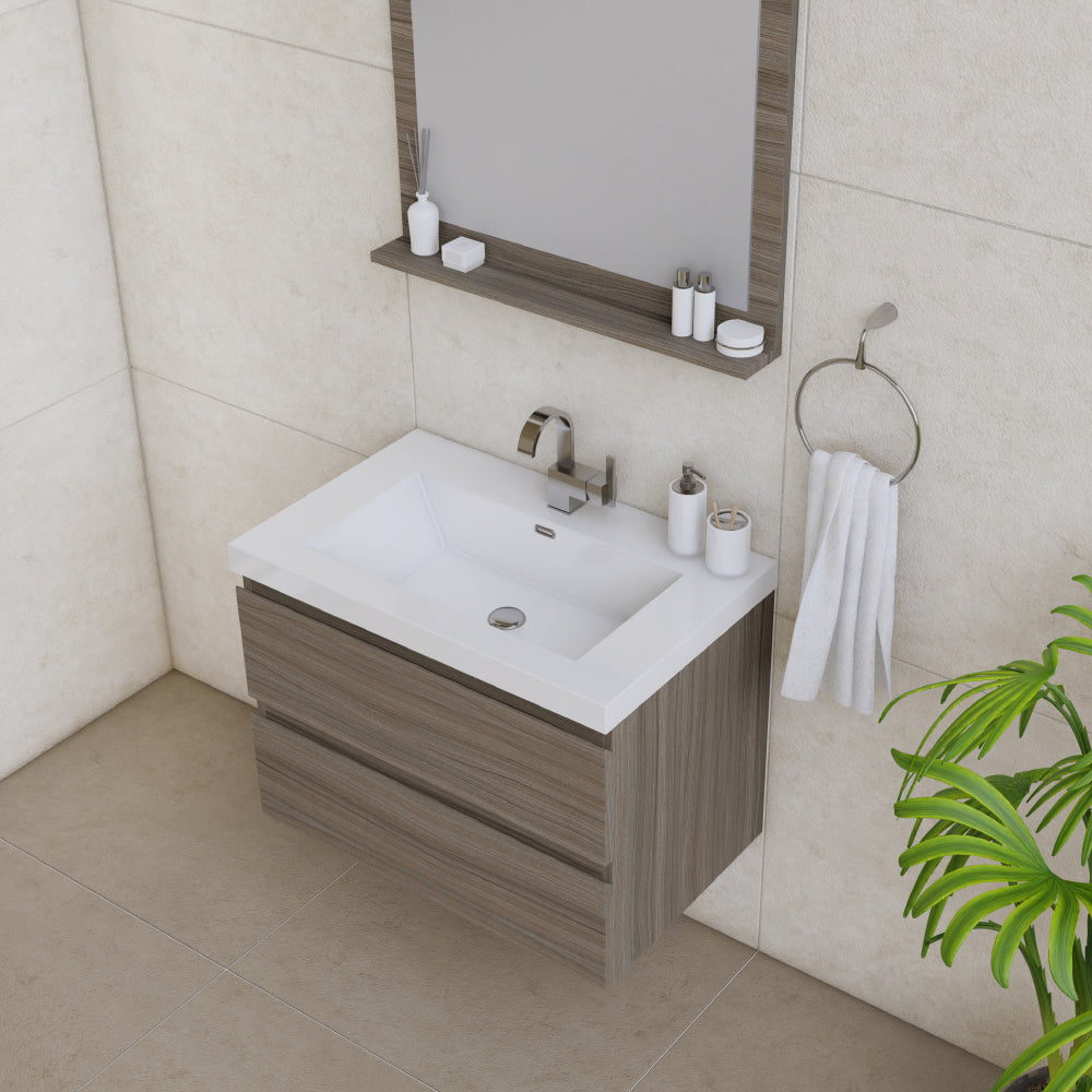 Alya Bath Paterno 30" Modern Wall Mounted Bathroom Vanity