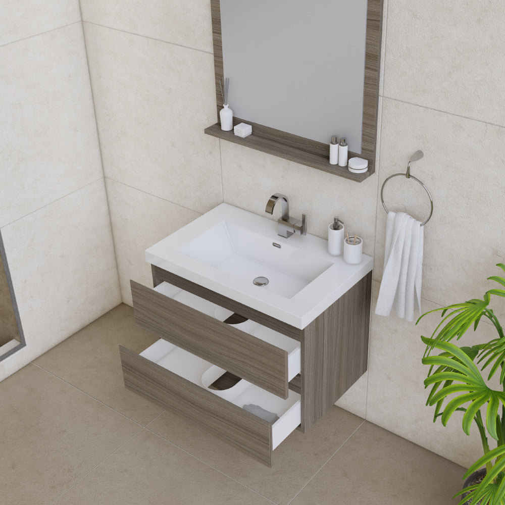 Alya Bath Paterno 30" Modern Wall Mounted Bathroom Vanity