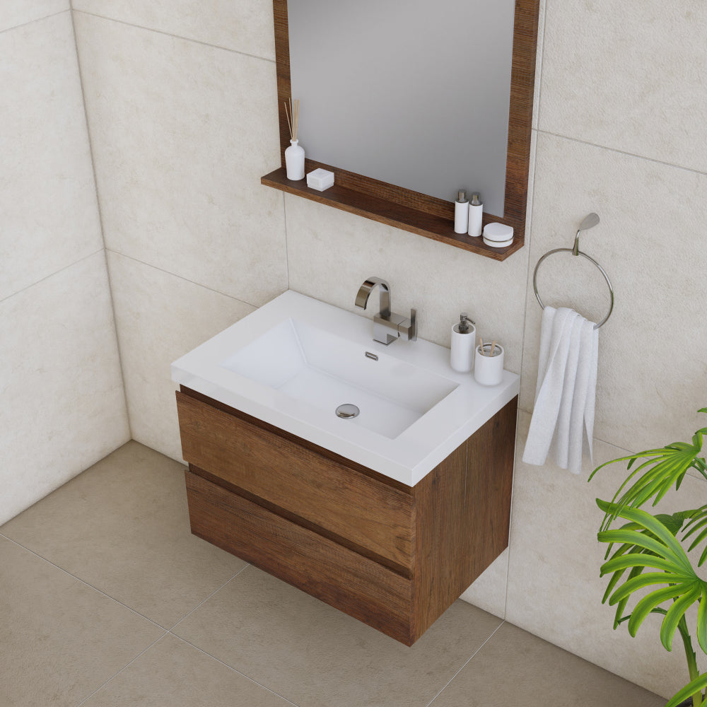 Alya Bath Paterno 30" Modern Wall Mounted Bathroom Vanity