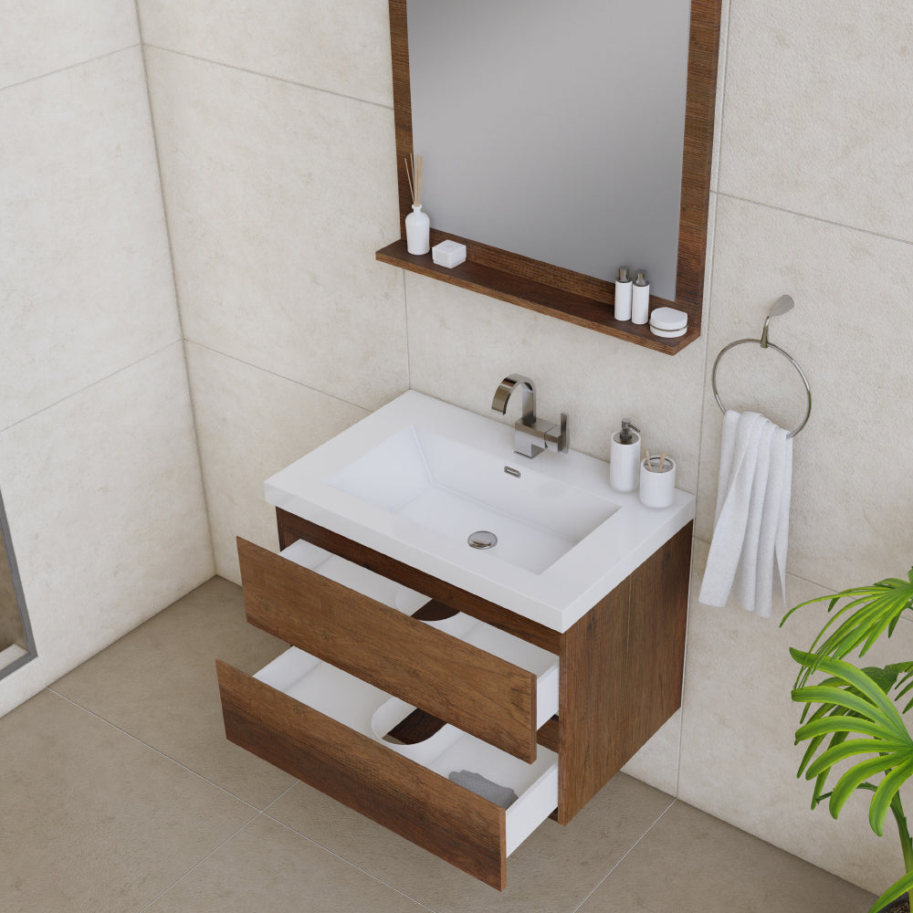 Alya Bath Paterno 30" Modern Wall Mounted Bathroom Vanity
