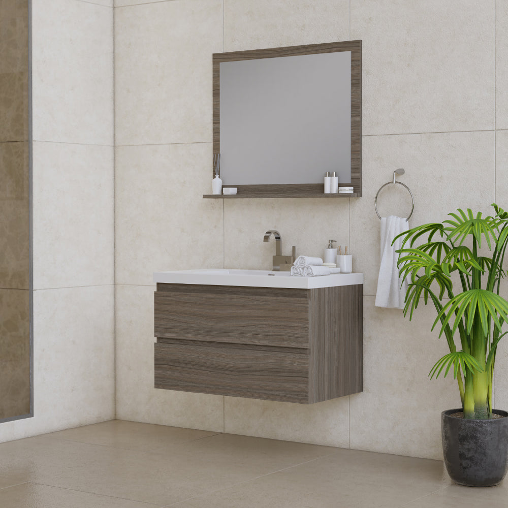 Alya Bath Paterno 36" Modern Wall Mounted Bathroom Vanity