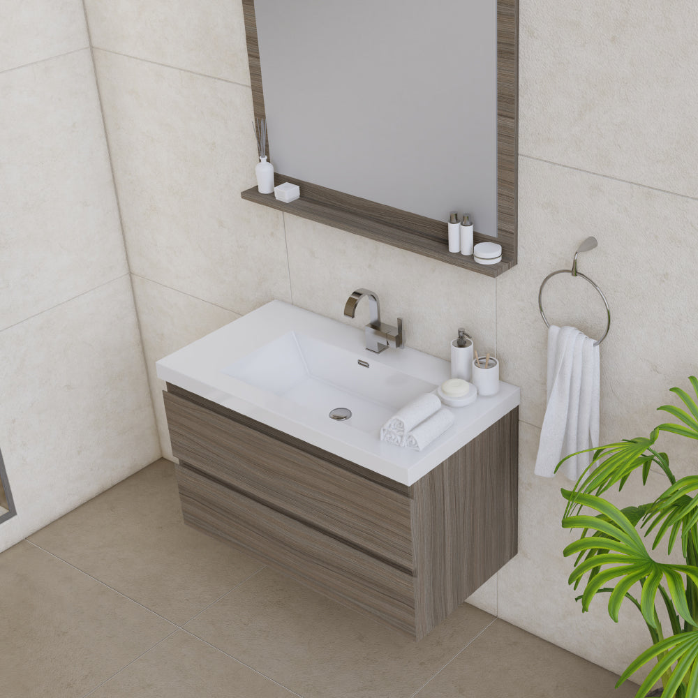 Alya Bath Paterno 36" Modern Wall Mounted Bathroom Vanity