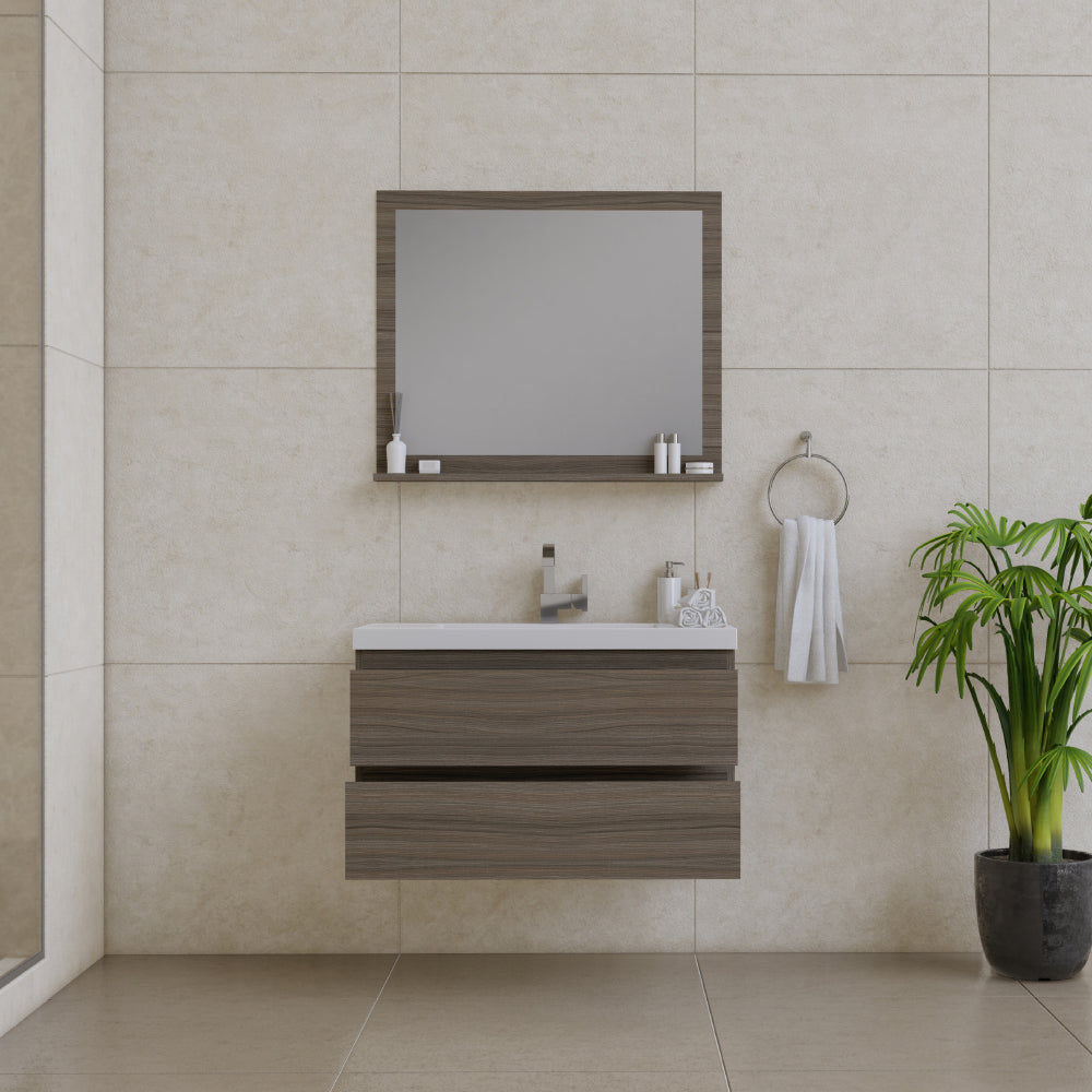 Alya Bath Paterno 36" Modern Wall Mounted Bathroom Vanity
