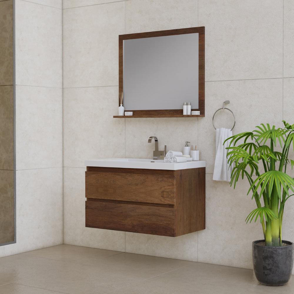 Alya Bath Paterno 36" Modern Wall Mounted Bathroom Vanity