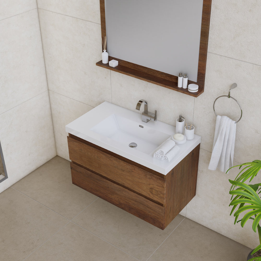Alya Bath Paterno 36" Modern Wall Mounted Bathroom Vanity