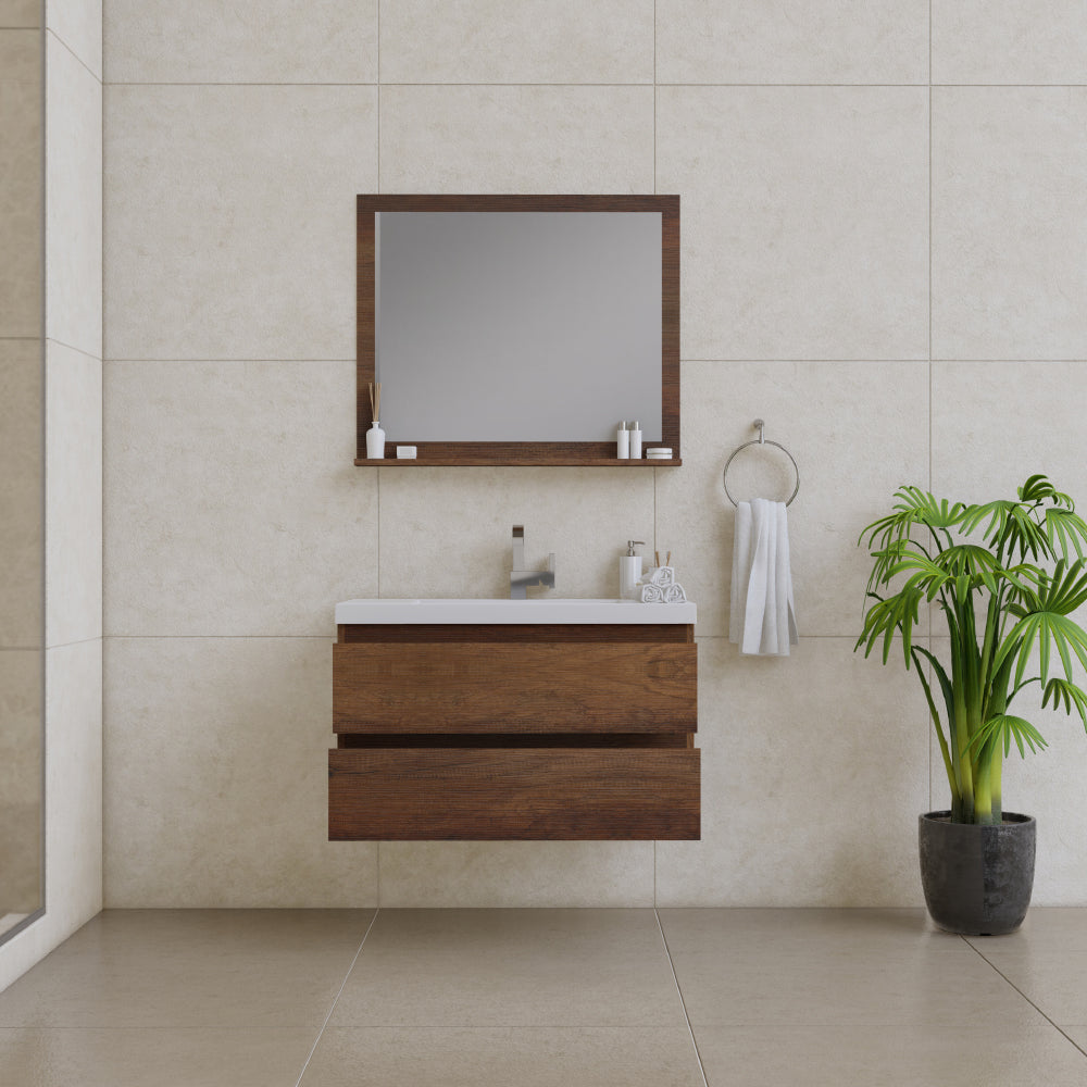 Alya Bath Paterno 36" Modern Wall Mounted Bathroom Vanity