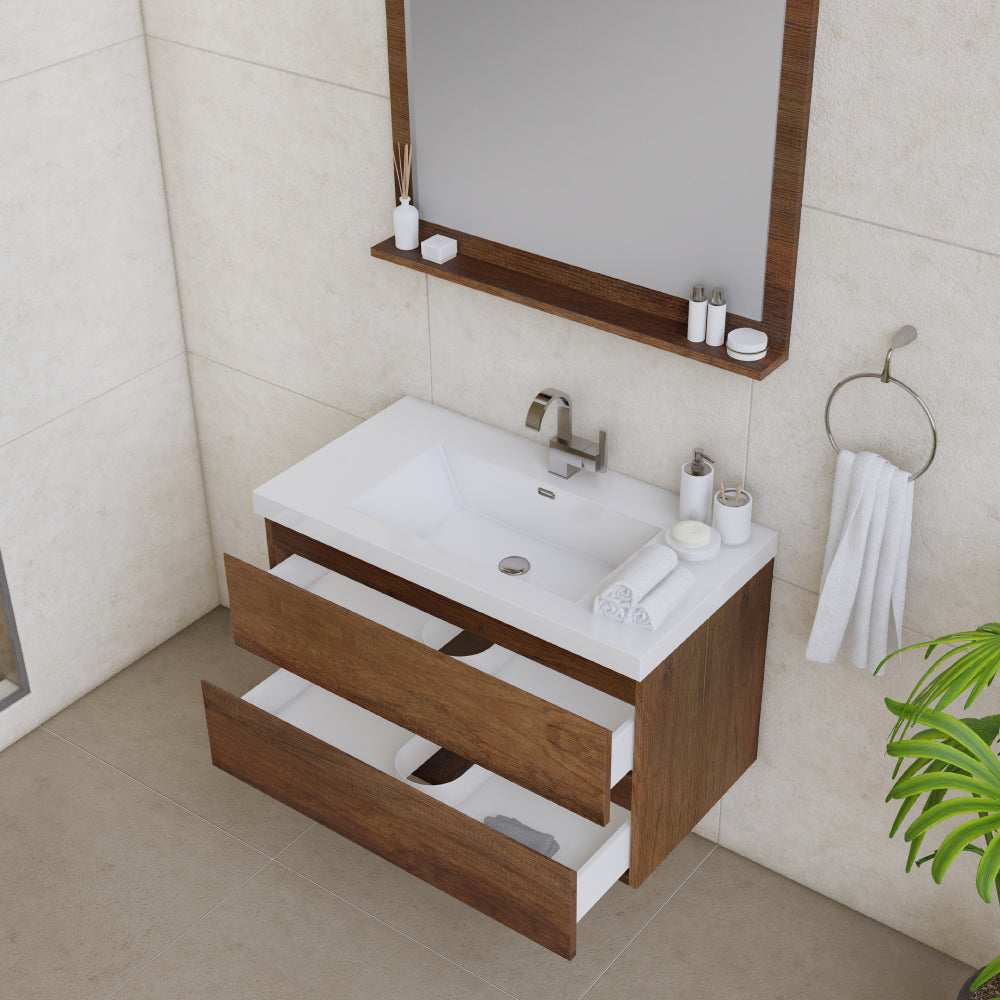 Alya Bath Paterno 36" Modern Wall Mounted Bathroom Vanity
