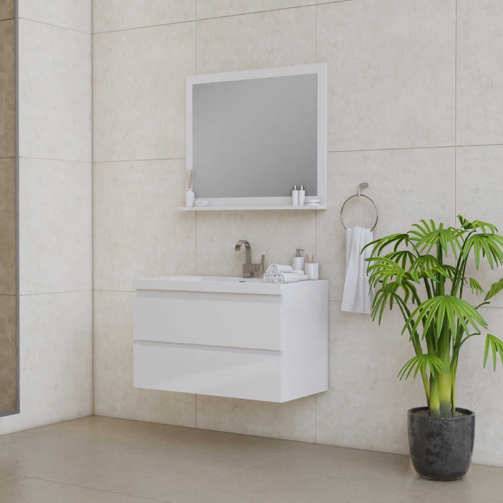 Alya Bath Paterno 36" Modern Wall Mounted Bathroom Vanity
