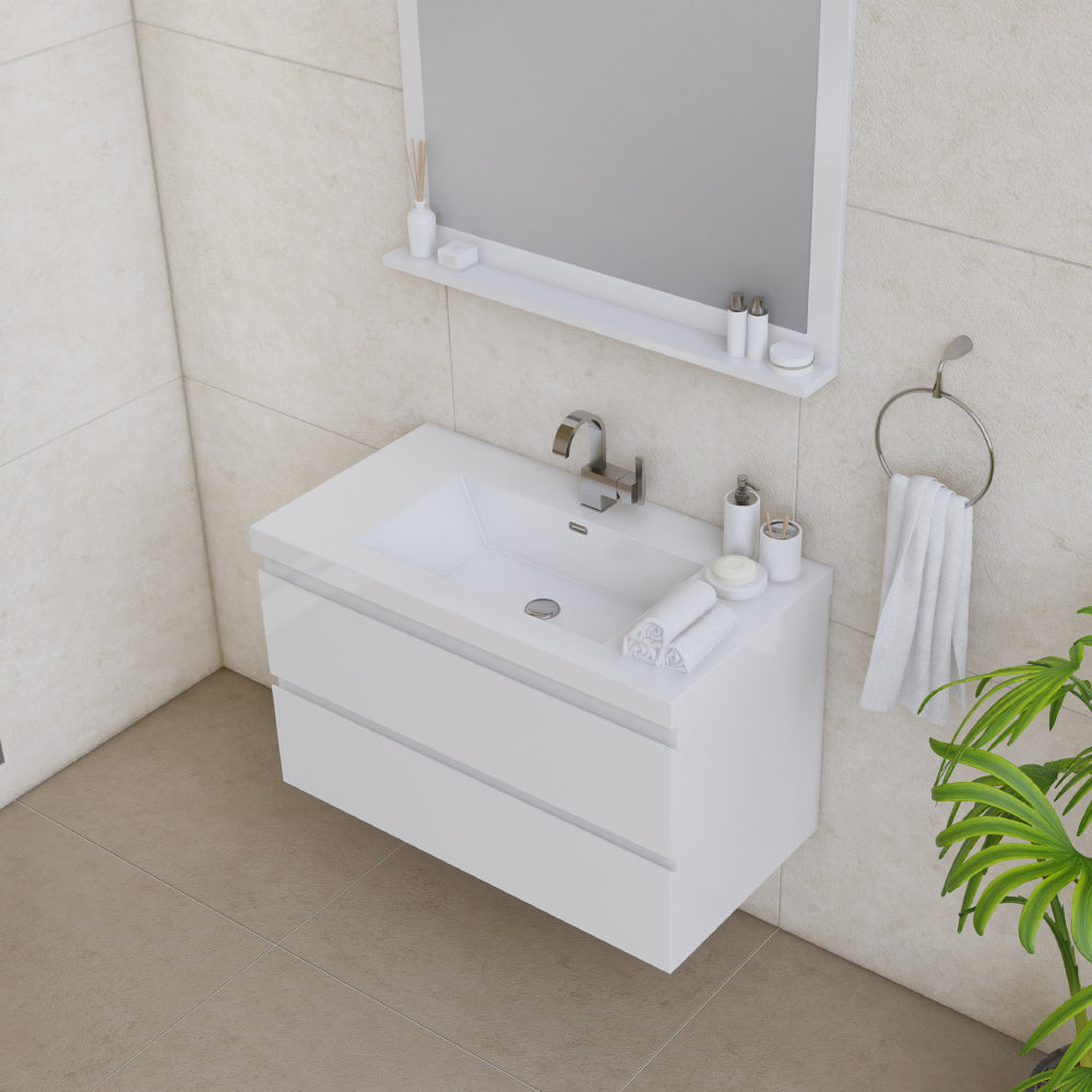Alya Bath Paterno 36" Modern Wall Mounted Bathroom Vanity