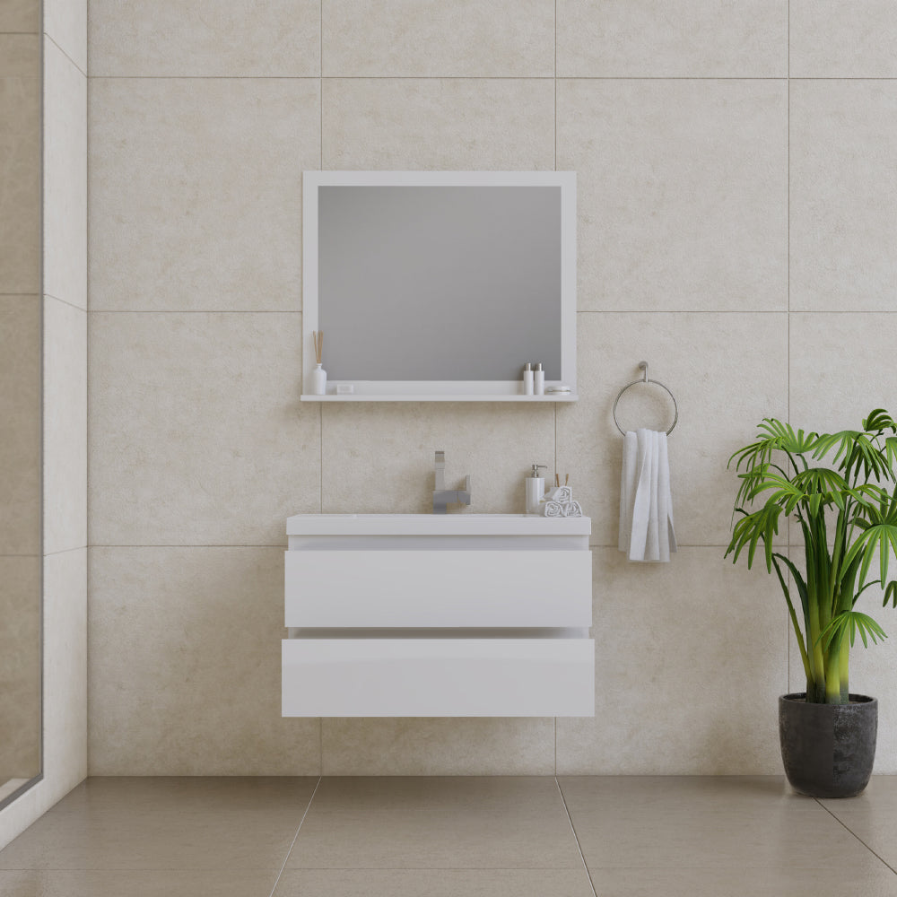 Alya Bath Paterno 36" Modern Wall Mounted Bathroom Vanity