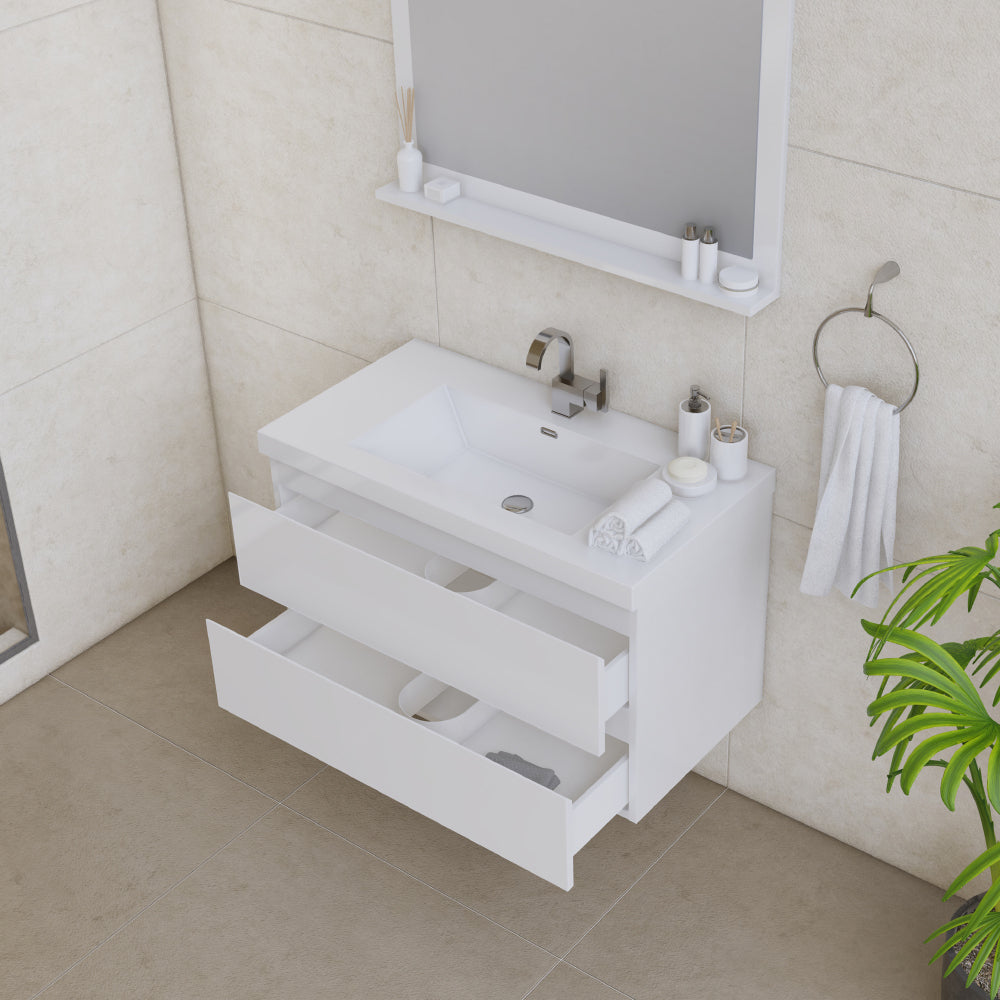 Alya Bath Paterno 36" Modern Wall Mounted Bathroom Vanity