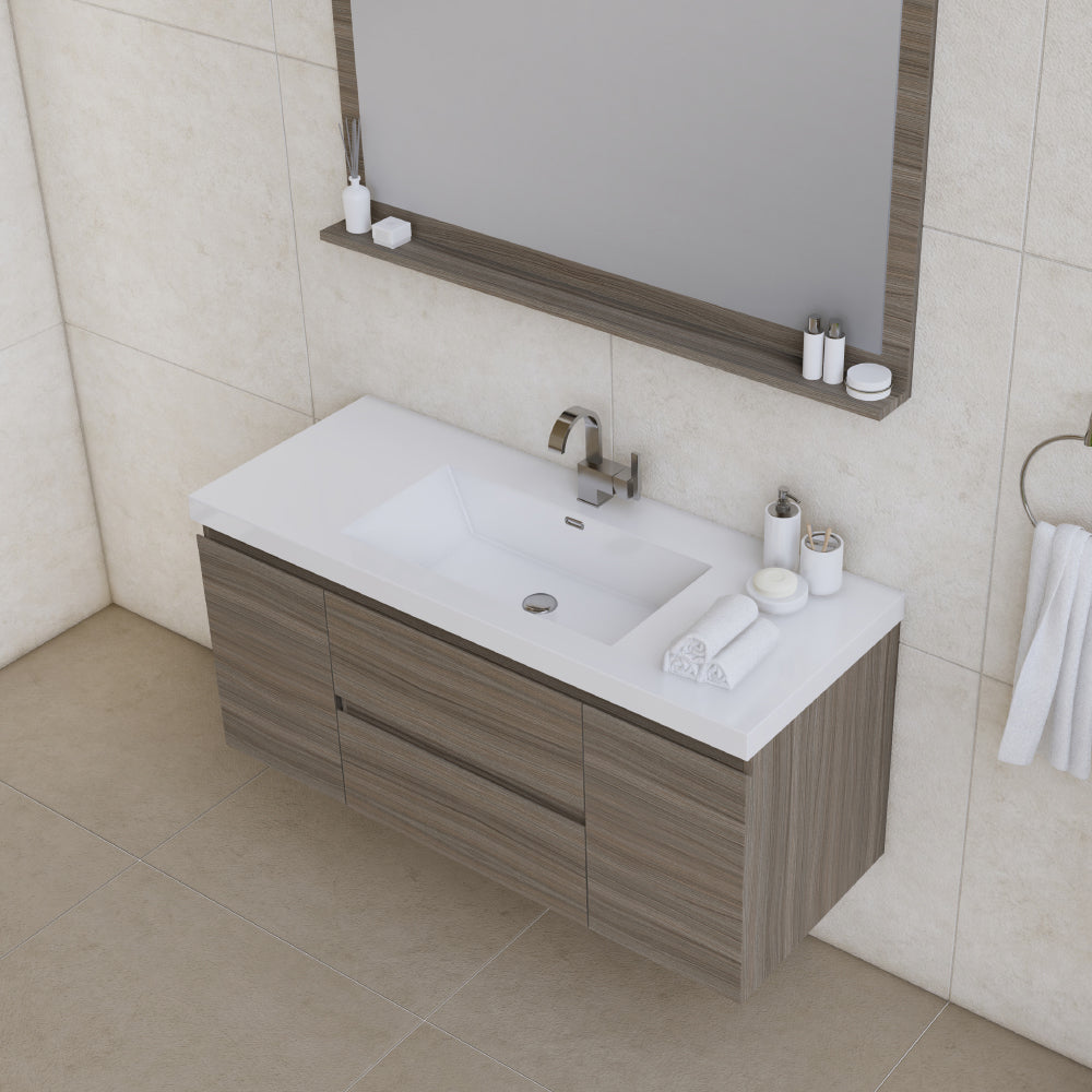 Alya Bath Paterno 48" Modern Wall Mounted Bathroom Vanity