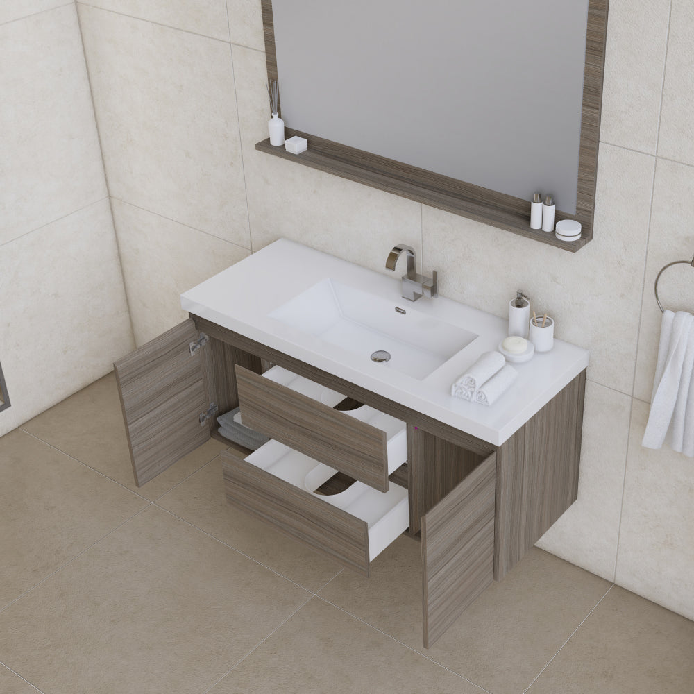 Alya Bath Paterno 48" Modern Wall Mounted Bathroom Vanity