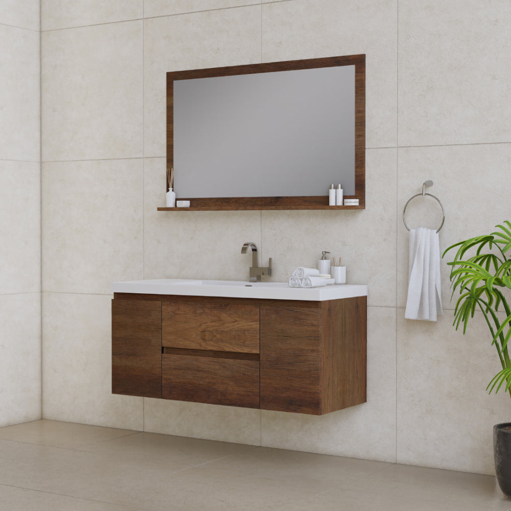 Alya Bath Paterno 48" Modern Wall Mounted Bathroom Vanity