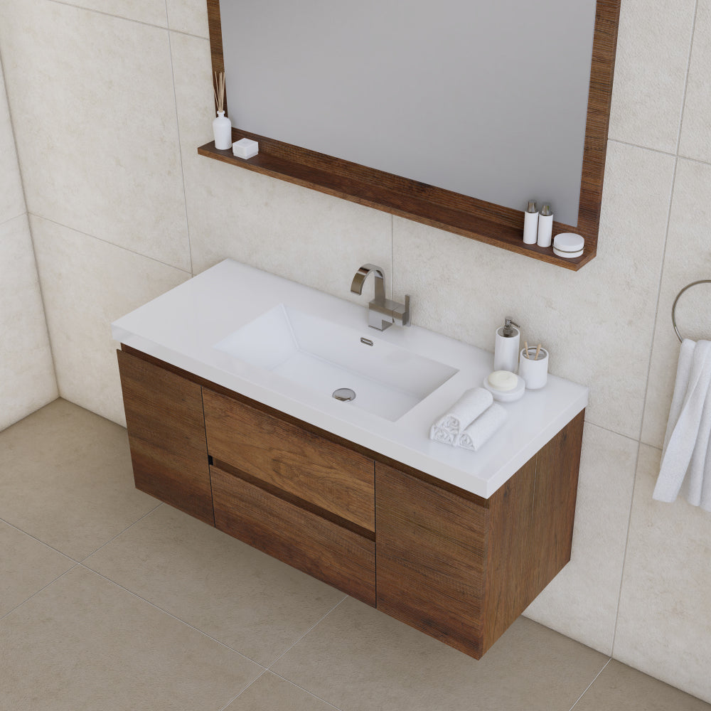 Alya Bath Paterno 48" Modern Wall Mounted Bathroom Vanity