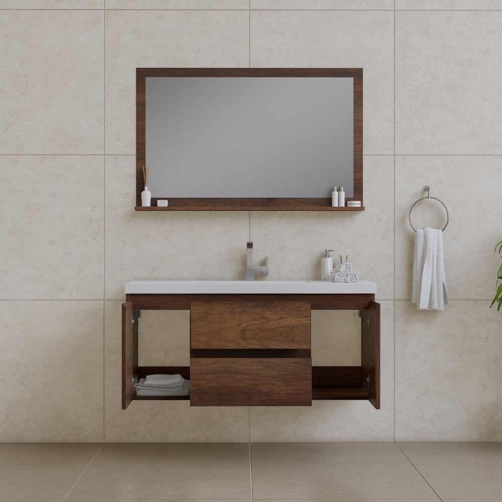 Alya Bath Paterno 48" Modern Wall Mounted Bathroom Vanity