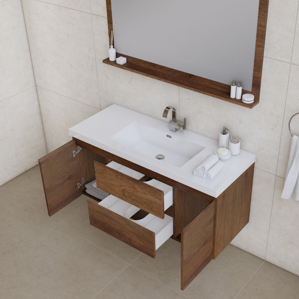 Alya Bath Paterno 48" Modern Wall Mounted Bathroom Vanity