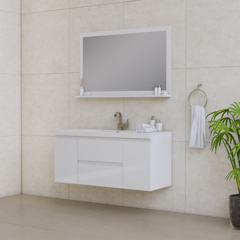 Alya Bath Paterno 48" Modern Wall Mounted Bathroom Vanity