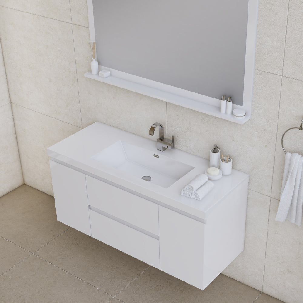 Alya Bath Paterno 48" Modern Wall Mounted Bathroom Vanity