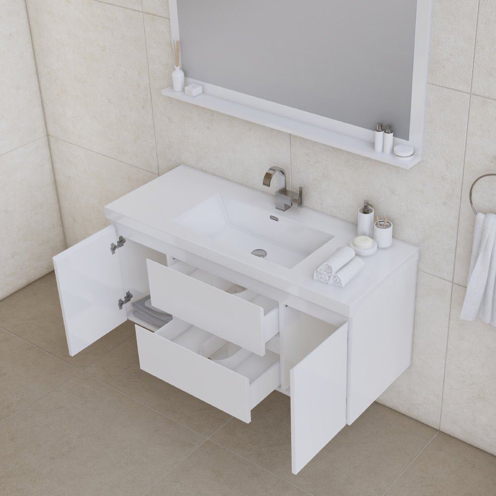 Alya Bath Paterno 48" Modern Wall Mounted Bathroom Vanity