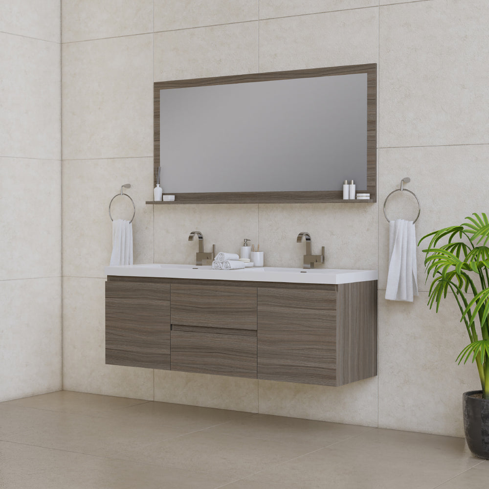 Alya Bath Paterno 60" Modern Wall Mounted Double Bathroom Vanity