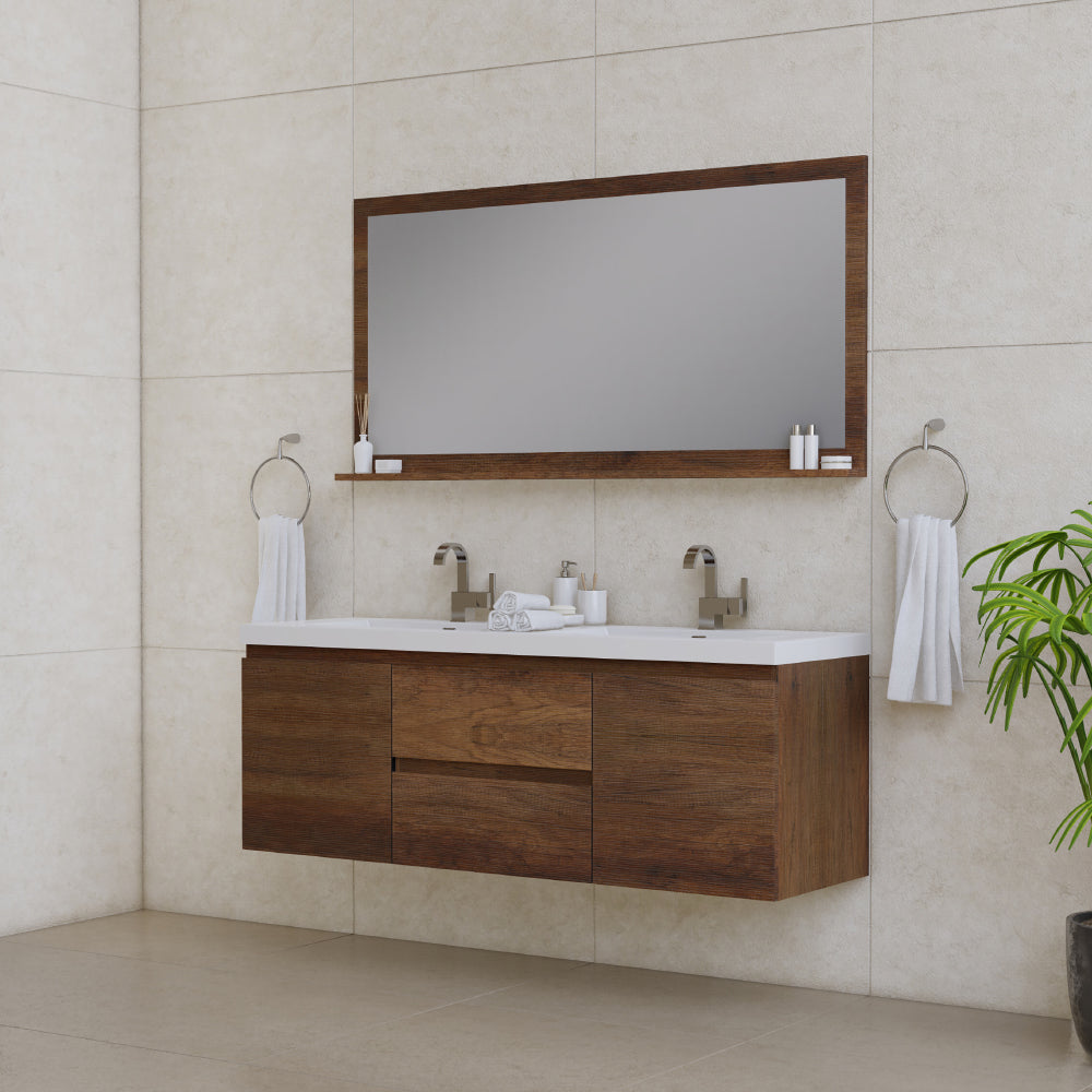 Alya Bath Paterno 60" Modern Wall Mounted Double Bathroom Vanity