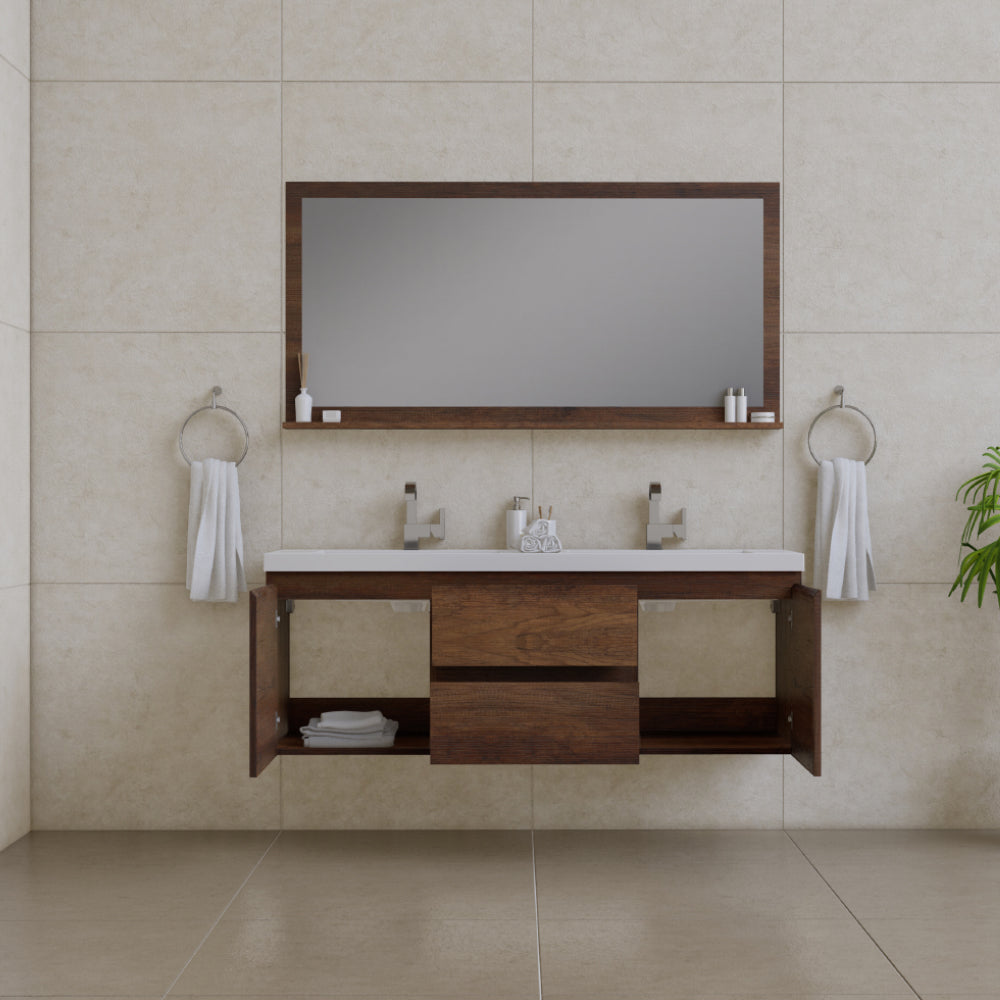 Alya Bath Paterno 60" Modern Wall Mounted Double Bathroom Vanity