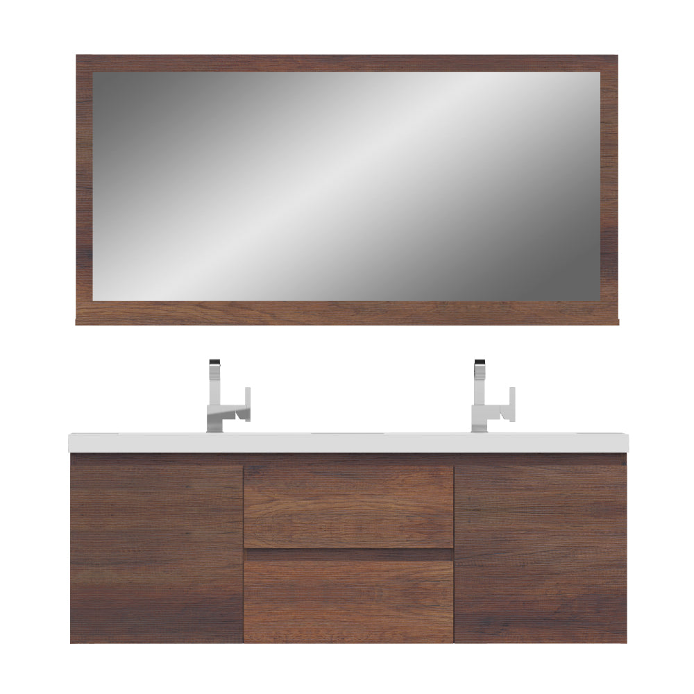 Alya Bath Paterno 60" Modern Wall Mounted Double Bathroom Vanity